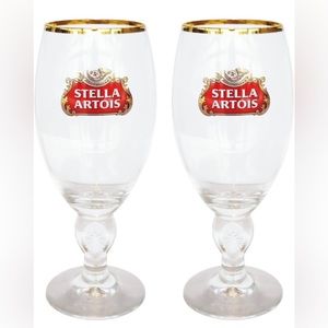 2 Stella Artois Crystal Stemmed Glasses